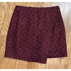 womens MADEWELL merlot floral lace asymmetrical mini skirt sz 4 NWT $110 *A4
